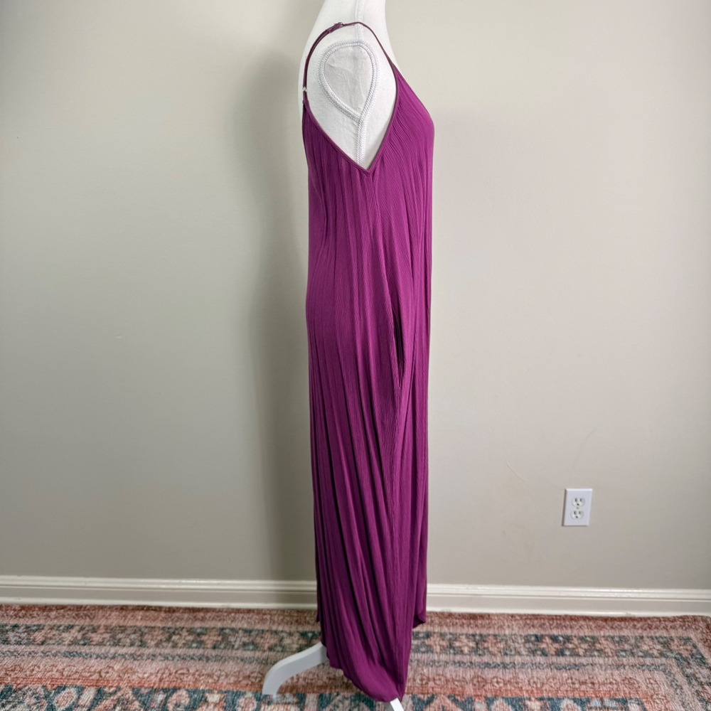 Lovestitch Magenta Purple Gauze Maxi Dress Adjustable Straps Pockets S/M - Picture 2 of 9